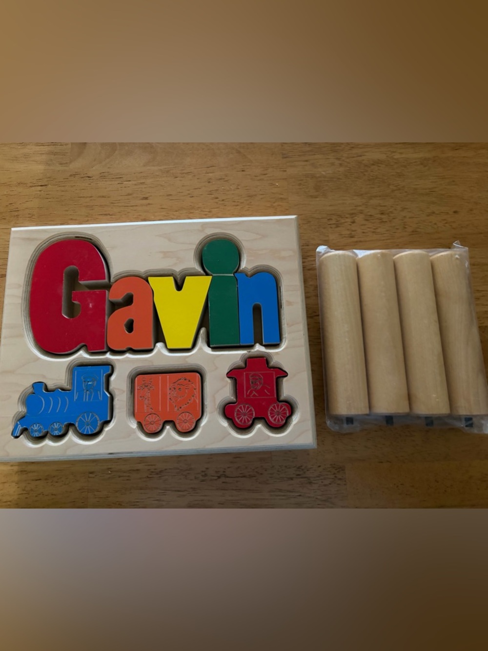 Personalized Wooden Name Puzzle "Gavin" - Multicolor Kids Toy